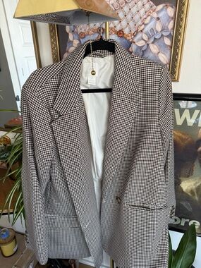 H&M Houndstooth Blazer - Brown & Cream